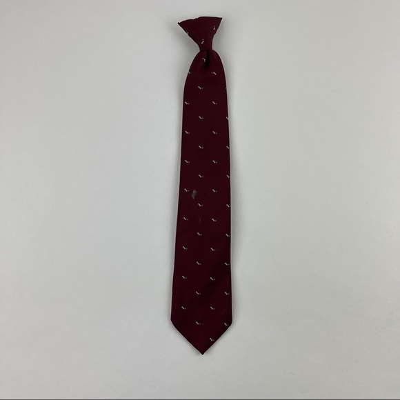 Wembley Clip On Tie Mens Burgundy Red - Picture 1 of 5